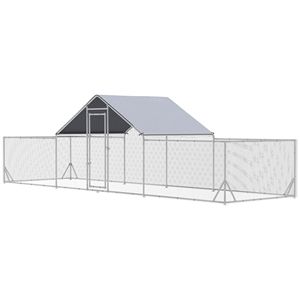 Pollaio Grande Argentato 23FT X 6.6FT con Copertura Resistente alle Intemperie, Gabbia per Animali Usata per 12-14 Galline Ovaiole - Product Image 1