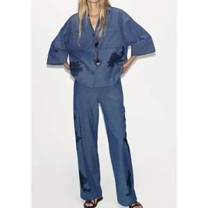 Gilet sans manches en jean vintage pour femme, coupe ample, longueur cheville, décontracté, imprimé numérique, écologique - Product Image 2