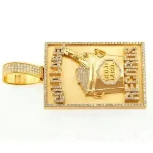 จี้เพชรโมอิสซาไนต์ทรงกลม 2.50 กะรัต แบบกำหนดตัวอักษรได้ ตัวเรือนเงินแท้ชุบทอง สไตล์วินเทจ สำหรับทุกเพศ - Product Image 3