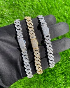 Factory Hot Selling High-quality Classic Hip Hop Tennis <b>Bracelet</b> Iced VVS Moissanite 2mm 925 Sterling <b>Silver</b> Gold Plated Men's - Product Image 1