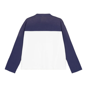 100% Cotton Custom Men Boxy T Shirt Long Sleeve V Neck Street Wear Layered Contrast Sleeve Customized printing 3D Embroidery - Product Image 2
