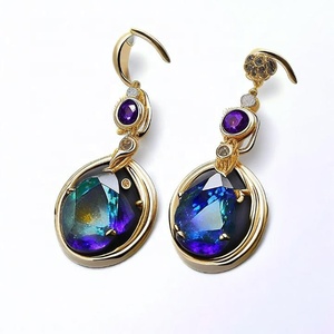 Boucles d'oreilles faites à la main en argent sterling 925 personnalisées goutte bleue conception de doublet de bijoux de mode - Product Image 3