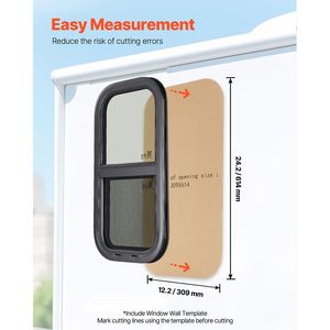 Zanzariera scorrevole oscurante per finestra camper 12x24 pollici con anello di fissaggio per pareti da 15/16 e 1 3/4 pollici per camper e roulotte Vertical-for Caravans - Product Image 6