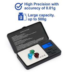 Balance de poche numérique miniature de haute qualité, alimentée par piles, plateforme en acier inoxydable, pour peser les bijoux jusqu'à 500 g - Product Image 4