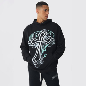 Wholesale Custom Logo Oversized Pullover Hoodies for Men Breathable Heavy Terry Lined Sweatshirt Embroidered Graphic Winter - Product Image 1