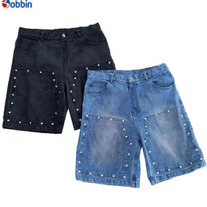 กางเกงยีนส์ขาสั้นทรงหลวมสไตล์โกธิคสำหรับผู้ชาย ดีไซน์สุดฮิต ระบายอากาศได้ดี ผ้าเดนิมเนื้อหนา ทรงวินเทจ  ผลิตตามสั่งจากโรงงาน - Product Image 1