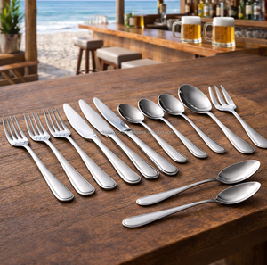 Lot de 12 cuillères en acier inoxydable à prix abordable, finition miroir moderne et luxueuse, pour restaurant et fête, compatibles lave-vaisselle - Product Image 1