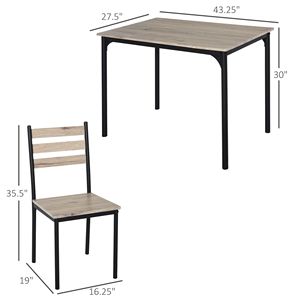 Set da Pranzo Moderno Classico 5 Pezzi, Tavolo e Sedie in Legno Grigio per Spazi Piccoli, Elegante Arredamento per Sala da Pranzo - Product Image 3