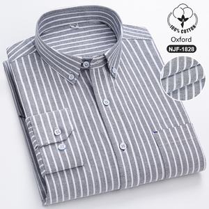Chemise habillée à carreaux 100 % coton pour homme, manches longues, col boutonné, style décontracté chic, tissée - Product Image 2