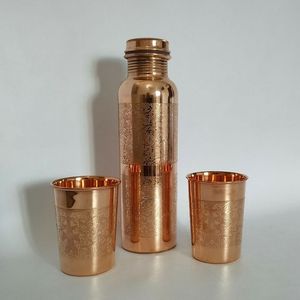 AUREVIA CRAFTS Bouteille Thermos en Cuivre Design Classique Bouteille d'Eau Portable de Voyage Réutilisable Anti-Fuite Écologique Grande Capacité - Product Image 3