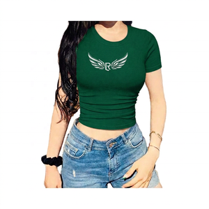 Top Corto Deportivo de Manga Corta sin Costuras de Alta Calidad para Mujer, con Volantes, para Fitness y Yoga - Product Image 3