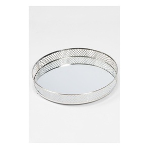 Round Metal And <b>Mirror</b> Tray For Coffee Table Organizer With Elegant Finish And Strong Frame For Daily Use - Product Image 2