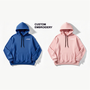 เสื้อสเวตเชิ้ตมีฮู้ดผู้ชาย สีพื้น ปักโลโก้ด้านหน้า ผ้าถักขนแกะ สไตล์ฤดูใบไม้ร่วง แขนเสื้อปกติ - Product Image 1