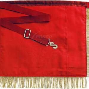 Nuevo Delantal de Capítulo del Arco Real de Gran Sacerdote - Delantal de Terciopelo Rojo con Corona y Flecos - Product Image 3