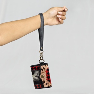 Top Selling Genuine Leather Card <b>Holder</b> Snap Closure Multi-functional <b>Wallet</b> Canvas Lining Minimalist Style Short Length - Product Image 1