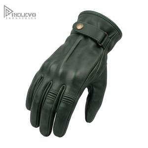 Wholesale Men's Men's Dark Green Genuine Leather Riding Gloves, Biker Gloves Adjustable Wrist <b>Strap</b> OEM, Fully Customized - Product Image 1