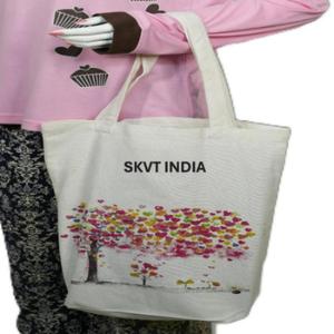 Black Solid Cotton <b>Canvas</b> Tote <b>Bag</b> with Zipper Closure Custom Embroidery Logo-Large Shoulder <b>Shopper</b> for Lady Daily & Beach Use - Product Image 4