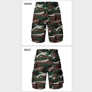 Shorts cargo bermuda pour homme en polyester bleu marine à cordon de serrage, à carreaux, taille mi-haute, décontractés, respirants, tricotés, pour le sport et la gym, séchage rapide - Product Image 4