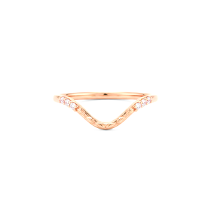 Def Color VS VVS Clarity Round Lab Diamond 14K Solid Gold Promise Ring Curved Chevron <b>Wedding</b> Band Pave Band Stackable Ring - Product Image 2