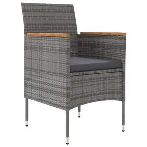 Ensemble de salle à manger de jardin en rotin gris 6 places, résistant aux intempéries, mobilier d'extérieur au design contemporain, structure en métal - Product Image 3