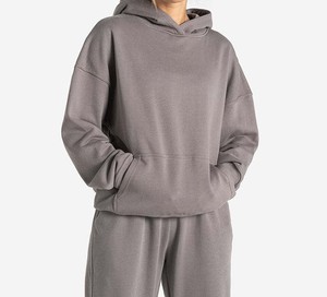 Hot Selling Autumn Solid Eco-Friendly 100% Cotton Hooded Heavyweight Hoodie <b>Joggers</b> Set for Men Casual Sport Tracksuit - Product Image 1