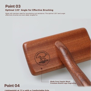 Kit de toilettage pour animaux : Brosse lissante en bois pour enlever les poils, peigne pour animaux, brosse à poils pour animaux, brosse douce pour chiot, pour un confort optimal des animaux - Product Image 2
