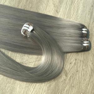 ผม100% แบบตรงปลายผมมนุษย์สีเทาแบบมัดผมเรมี่ผมตรงแบบมัดรวมสองชั้น - Product Image 3