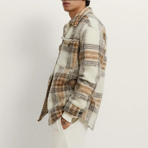 Veste à capuche en flanelle à carreaux de haute qualité pour l'hiver, écologique, coupe-vent, épaisse, doublée de polaire, avec logo sur le devant - Product Image 4