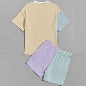 Conjuntos informales para hombre, camiseta de manga corta, pantalones cortos, ropa de marca sólida para hombre, conjunto corto de 2 piezas de verano para hombre, 100% algodón, venta al por mayor - Product Image 3