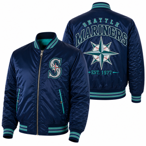 Chaqueta de satén personalizada para equipos, con logo bordado frontal y trasero, estilo bomber, cierre de cremallera, para compradores mayoristas de moda, listado en el catálogo. - Product Image 3