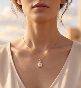 Wholesale Double Bezel Set IGI Certified 14K White Gold CVD Lab Grown Diamond Brilliant Cut Luxury Solitaire Pendant <b>Necklace</b> - Product Image 2