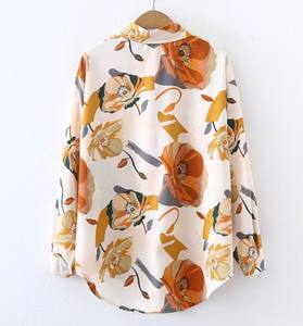 Nouvelle chemise décontractée élégante pour femme à manches longues, boutonnée sur le devant, broderie et imprimé numérique uni, collection printemps-été - Product Image 3