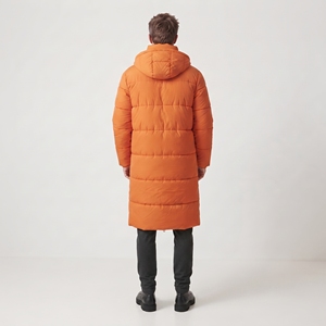 Vestes longues matelassées à capuche pour homme – Manteaux d'hiver décontractés et tendance pour l'extérieur – Vestes longues boutonnées et zippées pour homme - Product Image 2