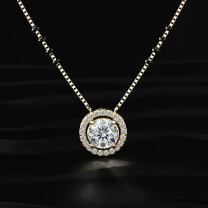 Colgante de Diamante CVD Cultivado en Laboratorio, Corte Redondo, Halo, Mangalsutra, Compromiso, Boda, Oro, Certificado IGI, India - Product Image 1