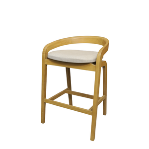 Chaise de bar commerciale moderne en bois massif - Conception robuste et stable avec accoudoirs fixes pour bar à domicile et usage en villa - Product Image 1