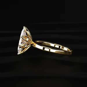 Bague solitaire marquise à six griffes florales, bague de fiançailles, look royal, acheter directement auprès d'un fournisseur indien - Product Image 4