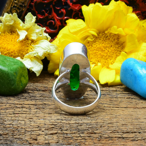 <b>Chrome</b> Diopside Silver Ring 925 Sterling Silver Handmade Green Stone Ring for Her - Product Image 3