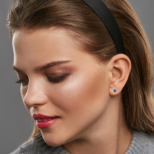 Pendientes de Diamantes Cultivados en Laboratorio con Forma de Luna Creciente, Oro Original, Zafiro Blanco y Negro, Corte Redondo, Joyería Fina para Mujer - Product Image 5