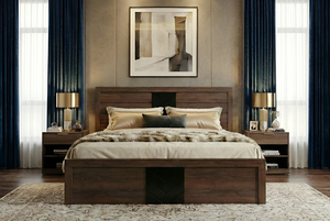 Cama de Madera Sólida de Diseño de Alta Calidad, Muebles de Lujo con Cabecera, Tamaño King, Hecha a Mano - Product Image 4