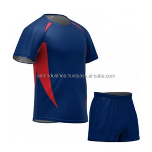 Conjunto de uniforme de rugby de diseño personalizado para hombre-100% poliéster camiseta antibacteriana y pantalones cortos de entrenamiento con opciones de color personalizadas - Product Image 3