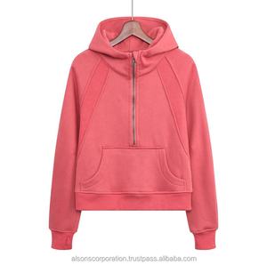 Chandails de vêtements de sport pour femmes de haute qualité sweat à capuche court personnalisé grande taille sweats à capuche pour femmes pull lavé à l'acide sweats ajustés - Product Image 3