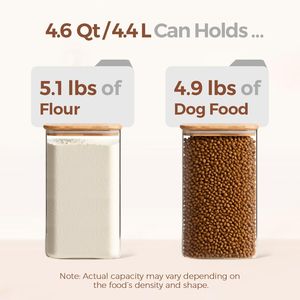 2 Pezzi Contenitori in Vetro a Bocca Larga da 4,6 Litri (1,2 Galloni) con Coperchi per Conservazione di Farina e Zucchero - Product Image 3
