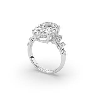 แหวนเพชรเพาะเลี้ยง 4.50 กะรัต ทองคำแท้ 14K 10K รูปทรงวงรี แหวนหมั้นเพชร แหวนเครื่องประดับชั้นดี ผู้ผลิตเครื่องประดับตามสั่ง - Product Image 5