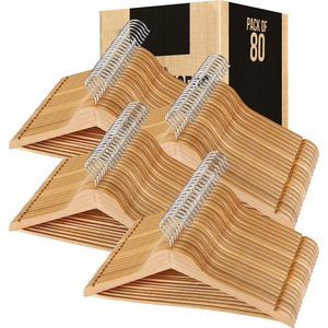 Cintres en bois massif de qualité supérieure à épaules larges, lisses, avec barre pour pantalons et vestes, taille personnalisable - Product Image 1