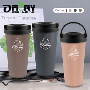 Gobelet isotherme en acier inoxydable CoffeeTime 500 ml Noir Design minimaliste avec couvercle Tasse de voyage Hauteur 18,3 cm - Product Image 6