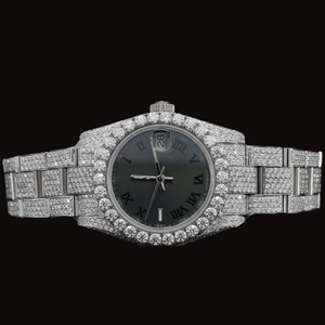 Montre élégante de qualité supérieure, haut de gamme, blanche, sertie de diamants en moissanite, cadran vert, caractéristiques classiques, prix abordable - Product Image 4