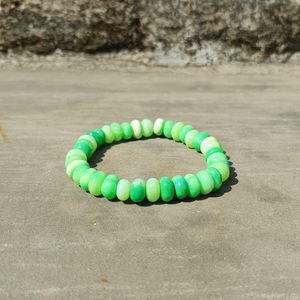 Lakshya Enterprises Polished Natural Green Opal Classic Rondelle <b>Beads</b> <b>Bracelet</b> for Women Men Handmade Stretchable Gemstone - Product Image 3