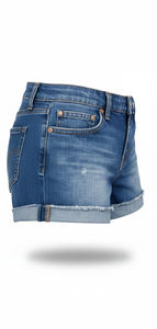 Shorts en jean légers et haut de gamme pour femme – Coupe décontractée taille haute, style déchiré, idéal pour l'été - Product Image 2