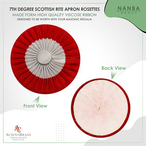 Handcrafted <b>Ribbon</b> Rosette for Apron Regalia Masonic <b>Red</b> and White Cockade - Product Image 2