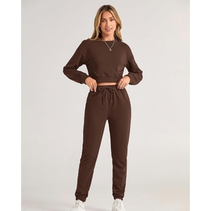 Pakistan manufacture Stand Collar Tracksuit women 100% Cotton Breathable Blank casual wear tracksuit - Product Image 2